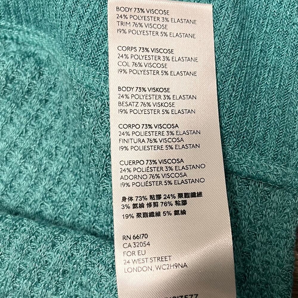 Free People We The Free Waffle Knit Thermal Long Sleeve Top Teal Green XS Boho - Picture 9 of 11